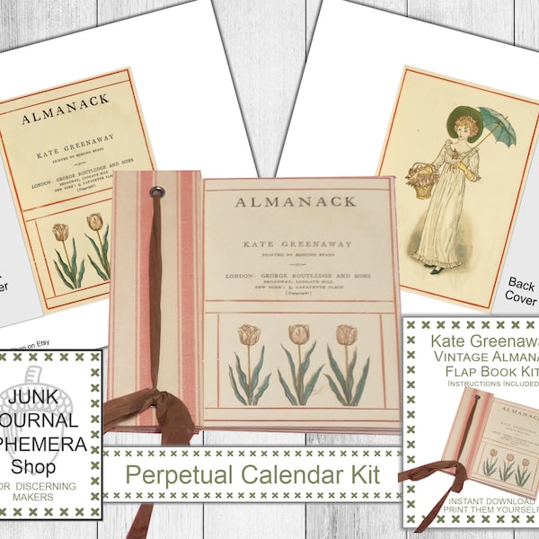 Kate Greenaway Vintage Almanac, Zodiac Illustrations Flap Hinge Kit