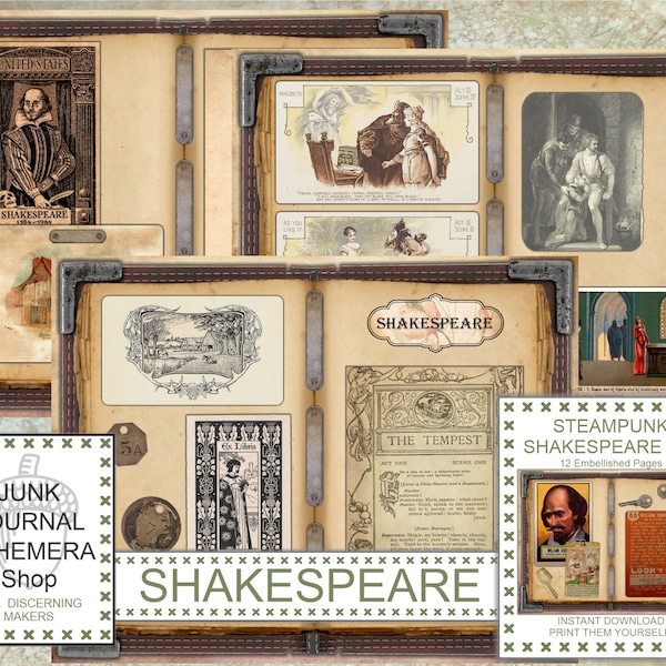 Steampunk Shakespeare Junk Journal Kit