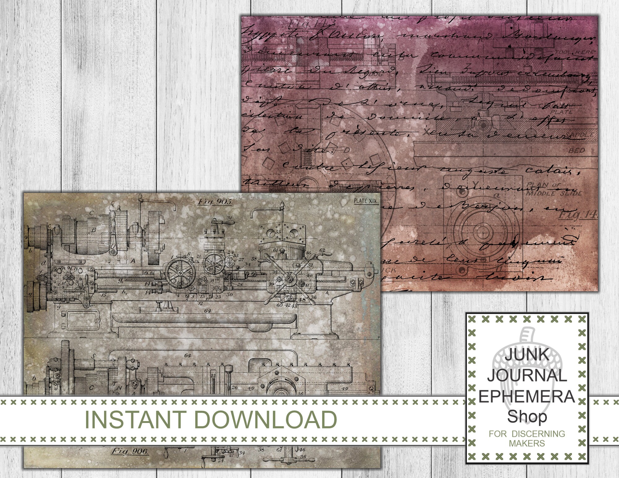 Patent Drawings Blueprints Printable Papers Vintage Ephemera Etsy