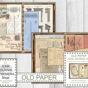 Vecchio kit di diario spazzatura di carta, effimeri francesi, effimeri francesi vintage, tedeschi, effimeri postali, Grunge, effimeri vintage