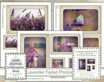 Lavender Faded Photos Junk Journal Picture Ephemera