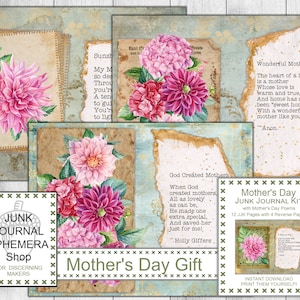 Muttertag Gedichte Junk Journal Kit, Mama Geschenk, Muttertagsgeschenk, Geschenk für Mama