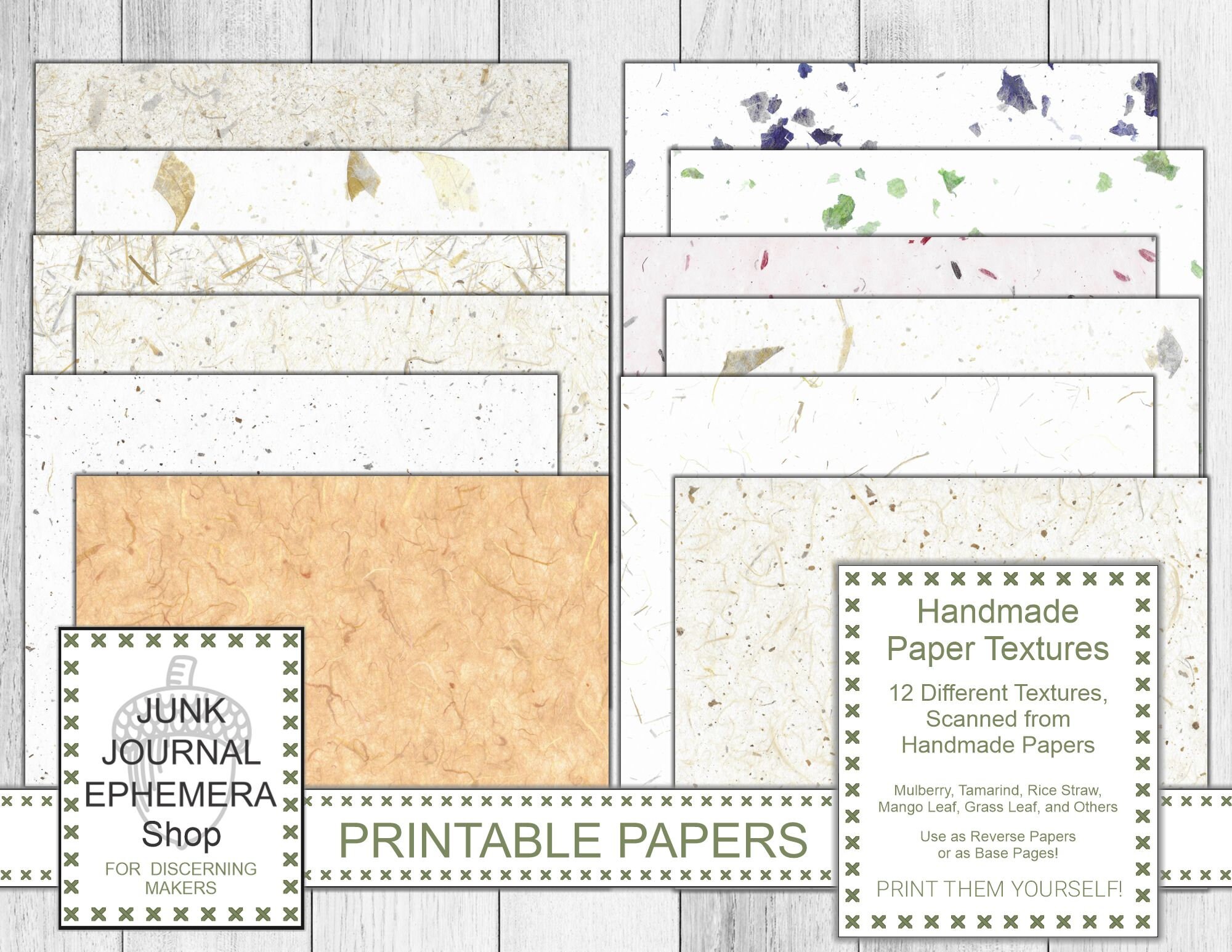 Handmade Paper Scans, Mulberry Paper, Tamarind Leaf Paper, Rice Straw ...