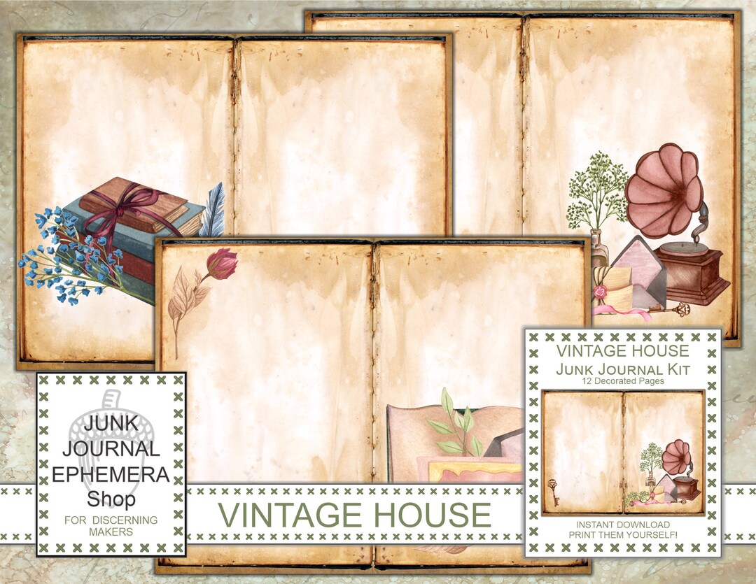 Vintage House Junk Journal Kit - Etsy