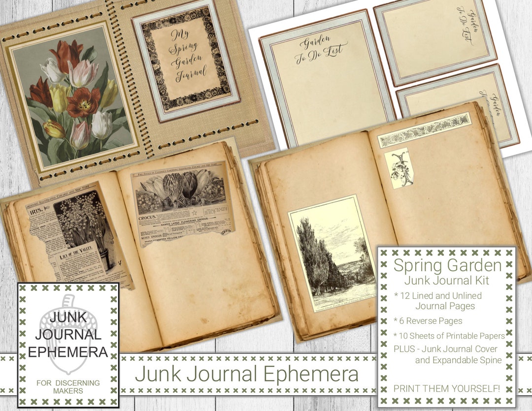 Spring Garden Junk Journal Kit, Gardening Ephemera, Vintage Gardening ...