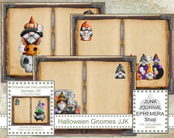 Steampunk Halloween Gnomes Junk Journal Kit