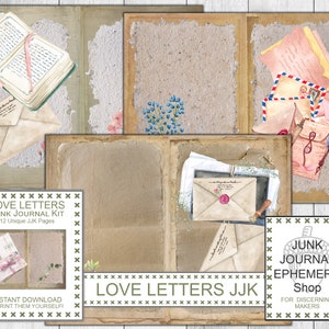 Liebesbrief Illustrationen Junk Journal Kit