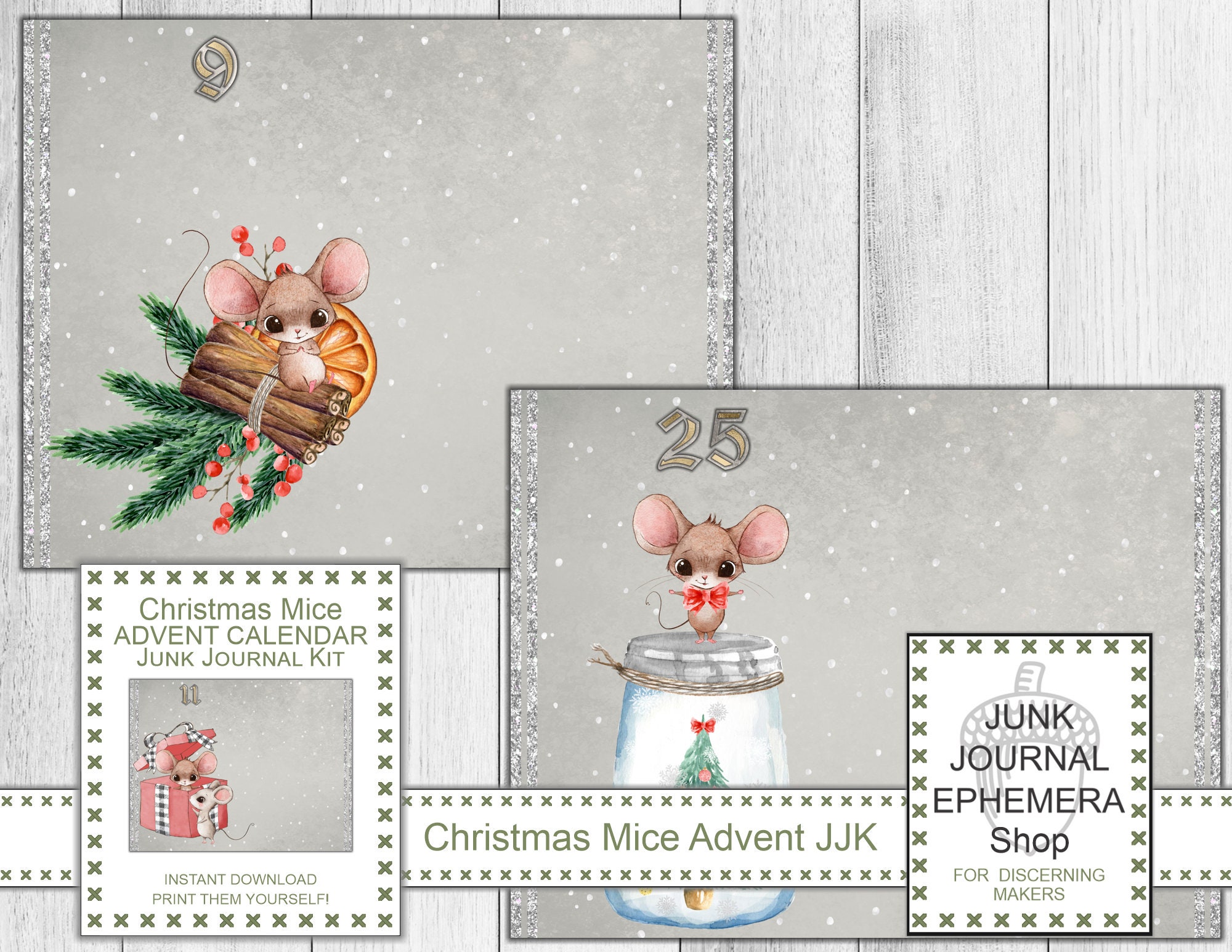Christmas Mice Advent Calendar Junk Journal Kit, Christmas DIY, Christmas  Eve, Holiday Gift Kit, Christmas Calendar - Etsy