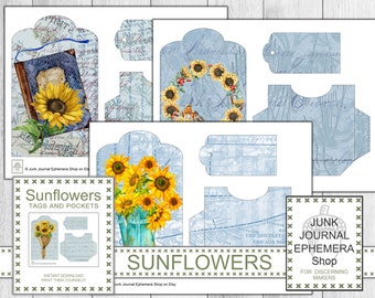 Sunflower Tags and Pockets