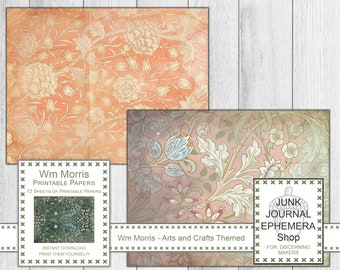 William Morris Printable papers, Vintage Ephemera, Arts and Crafts, Junk Journal Ephemera Shop