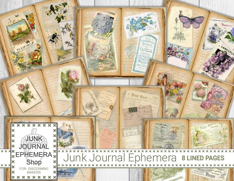 Download Color themed junk journal pages Collage pages Reverse | Etsy