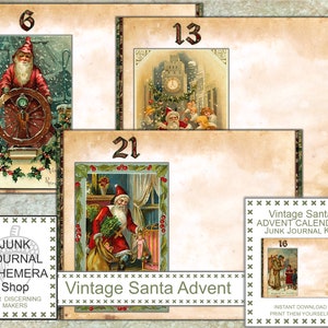 Vintage Santa Advent Calendar Junk Journal Kit