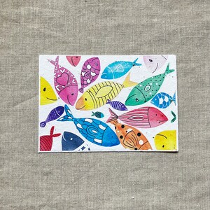 Cartão Plantável A6 - Peixes Multicoloridos - Flores Silvestres