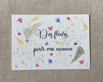 Carte à planter A6 - des fleurs pour ma nounou - fleurs sauvages