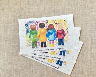 Set of 10 mini plantable cards "thank you for coming with us" with wildflower seeds - thank you teacher, master, nanny, atsem...