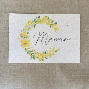 Carte à planter A6 « maman » couronne de fleurs jaunes