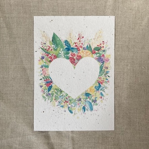 Flower heart planting card - customizable (initials or date or 1 first name)