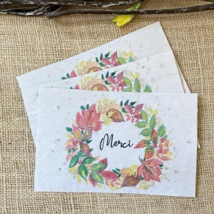 Lot de 10 mini cartes à planter « Merci couronne d’automne » aux graines de fleurs sauvages