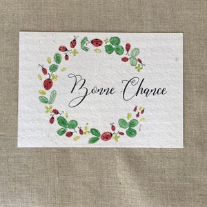 Carte à planter bonne chance - trèfle et coccinelles