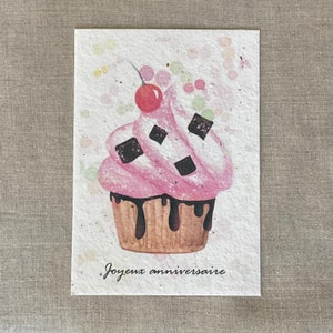 Carte à planter cupcake gourmand - personnalisable âge date ou prénom  - anniversaire - années - joyeux anniversaire