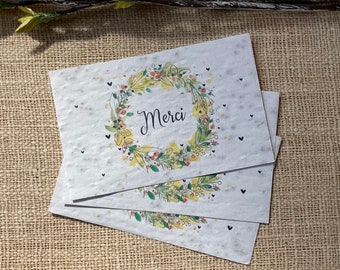 Lot de 10 mini cartes à planter « Merci acidulé » aux graines de fleurs sauvages