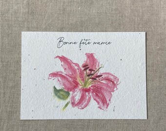 Plantable card happy birthday granny pink lily - wild flower seeds - grandmothers day