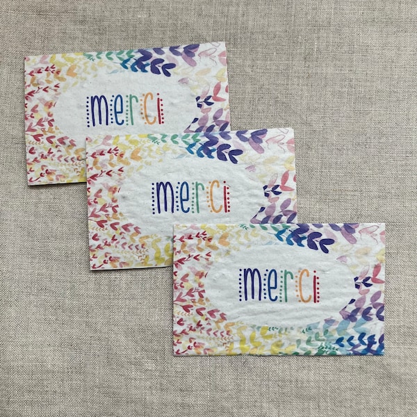 Lot de 10 mini cartes à planter « merci rainbow » aux graines de fleurs sauvages