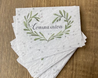 Lot de 10 mini cartes à planter « communion » aux graines de fleurs sauvages - invitation/ décoration /cadeau d’invité