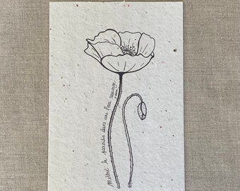 Carte à planter A6 - coquelicot encre - graines de fleurs sauvages