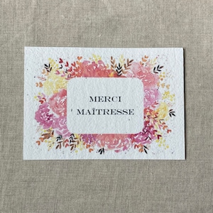 Carte à planter A6 - merci maîtresse cadre fleuri - fleurs sauvages