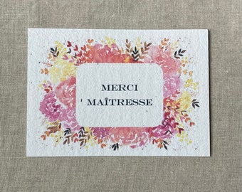 A6 planting card - thank you mistress floral frame - wild flowers
