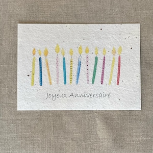 Carte à planter joyeux anniversaire bougies - fleurs sauvages