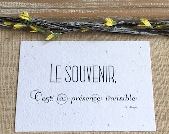 Carte à planter A6 Souvenir - décès - deuil - condoléances - Toussaint