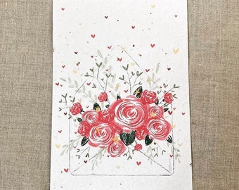 Carta di piantagione A6 - busta fiorita - fiori selvatici