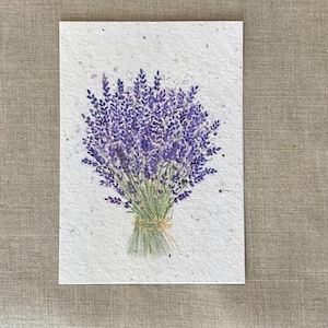 Carte à planter personnalisable bouquet de lavande - anniversaire - merci - bonne fête - noces - mariage - baptême - invitation - voeux ...