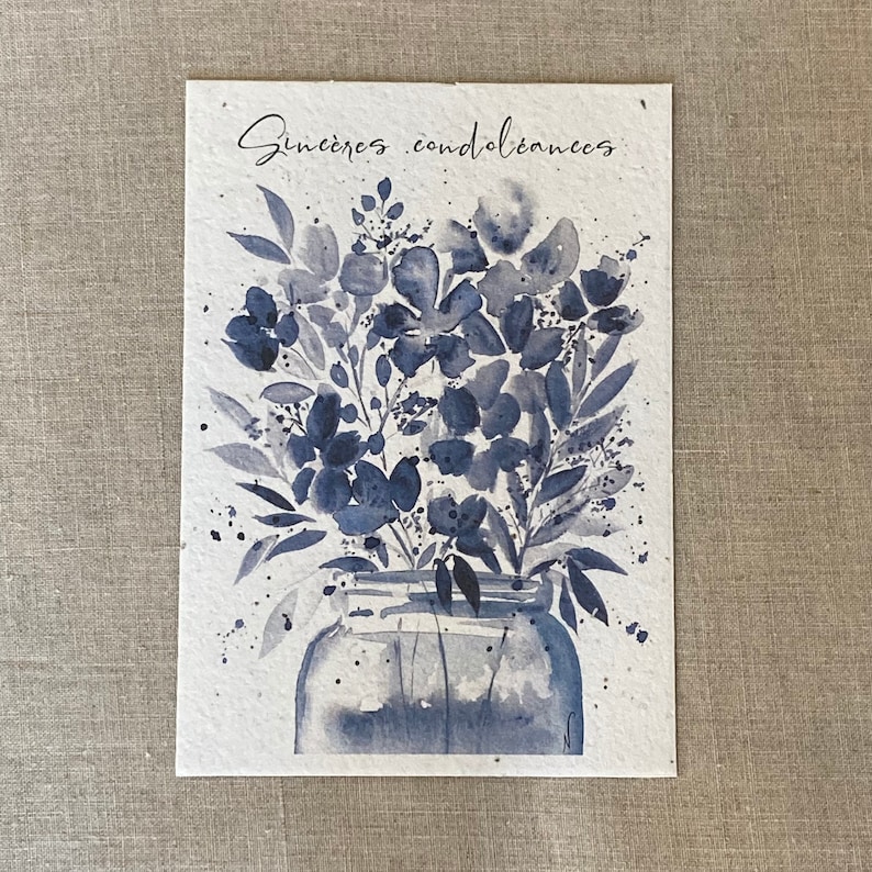 Carte à planter A6 Sincères condoléances - décès - deuil - condoléances image 1