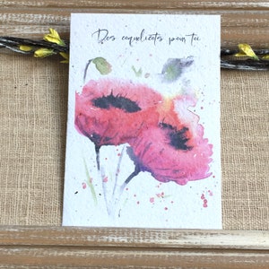 Carte à planter A6  des coquelicots pour toi - amitiés - remerciements - noces de coquelicots - anniversaire…