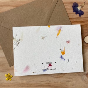 Carte poétique aux fleurs séchées « vive les mariés » mariage félicitations image 2