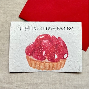 Carte à planter livret - joyeux anniversaire tarte aux fraises (graines de fraises)