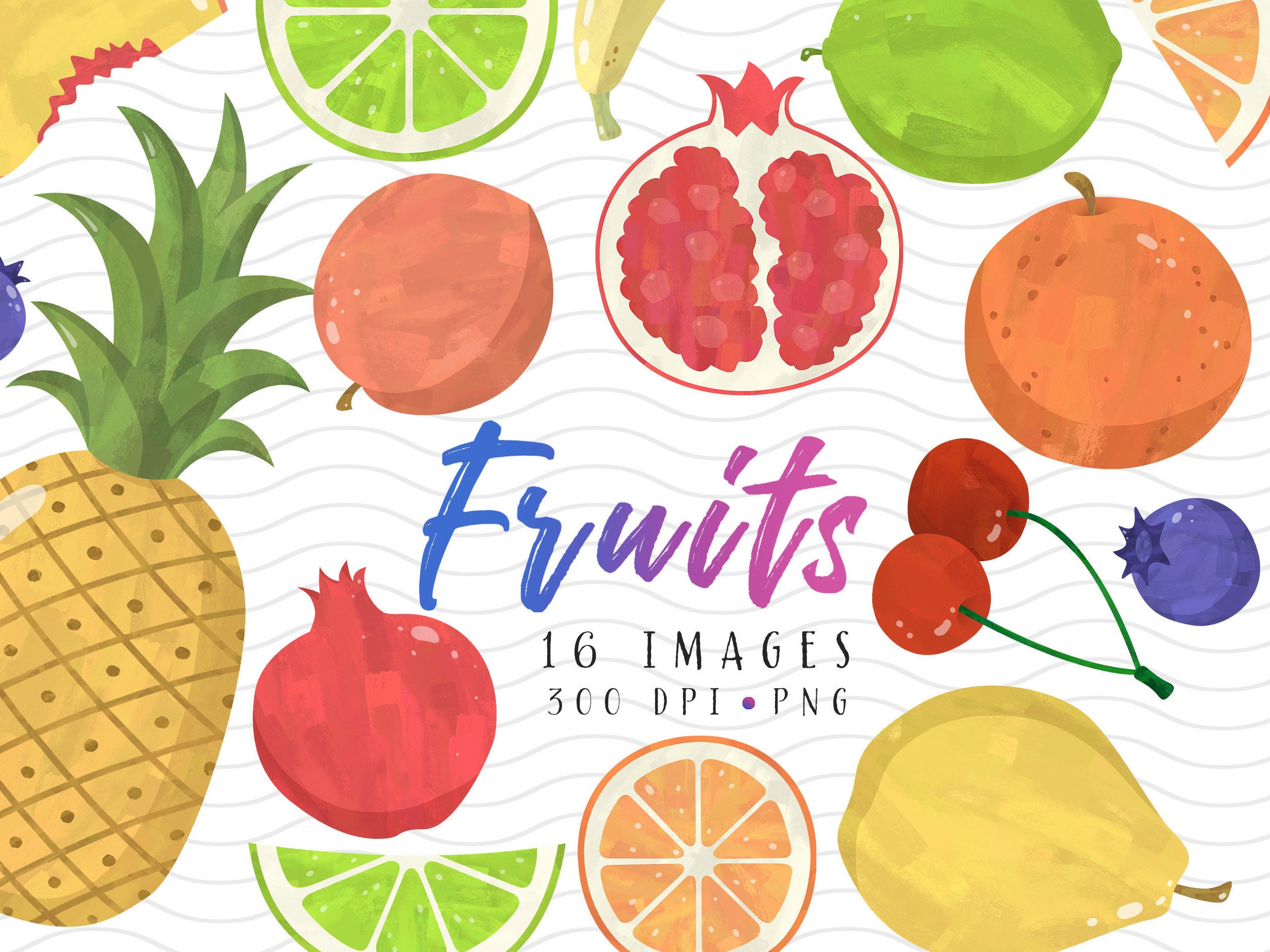 Cute Fruit Clipartfree Commercial Use Fruits PNG Graphic - Etsy