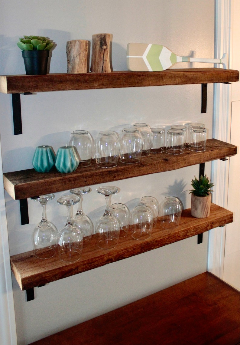 Reclaimed Wood Shelves Wall Accent Shelves Authentic Etsy