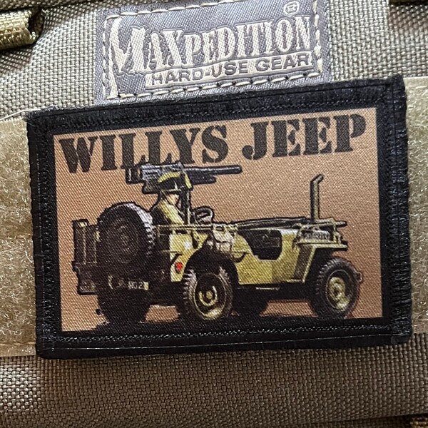 Willys Jeep Morale Patch- Hook and loop Patch 2x3" Made in the USA!