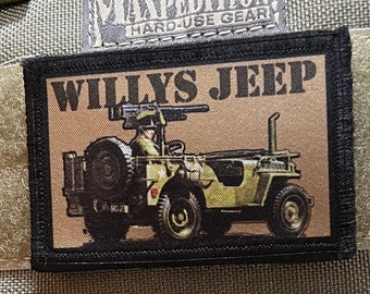 Willys Jeep Morale Patch- Hook and loop Patch 2x3" Made in the USA!