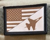 Subdued F16 Fighter Jet USA Flag Morale Patch- Hook and loop Patch 2x3 quot Made in the USA