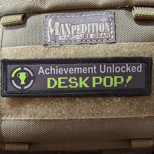 Achievement Unlocked Desk Pop! Funny Morale Patch- Hook and loop Custom Patch 1x4&quot; Made in the USA!