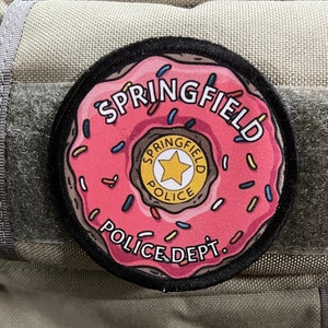 3 "Springfield Police Dept. Donut Homer Wiggum Morale Patch- Toppa a strappo 3" Cerchio Prodotto negli Stati Uniti!