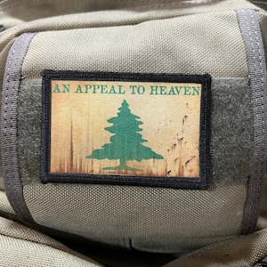 Moralmärke med en vädjan till himlen - An Appeal to Heaven - Anpassat märke med kardborreband 5x7,5 cm, tillverkat i USA!