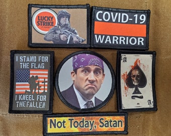 Design Your Own Custom Patch! 14.99!  No Minimum order size. Put any picture or text on a patch. Hook and loop backing  --or-- Iron On