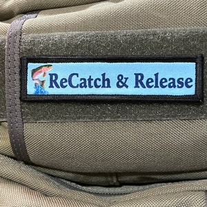 1x4 ReCatch and Release Fly Fishing Morale Patch- Hook and Loop Custom Patch 2x3&quot; Made in the USA!