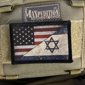 USA Israel Flag Morale Patch- Hook and loop 2x3"